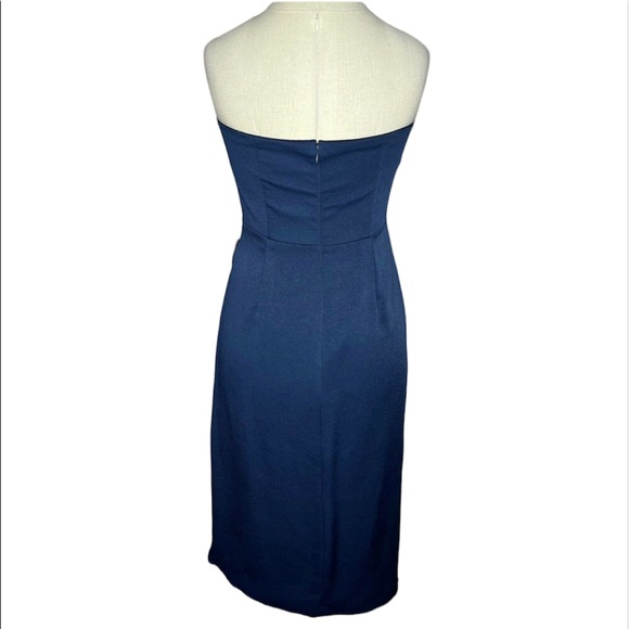 Cushnie Navy Blue Strapless Side-Slit Asymmetrical-Hem Dress Size 12 - Picture 4 of 14
